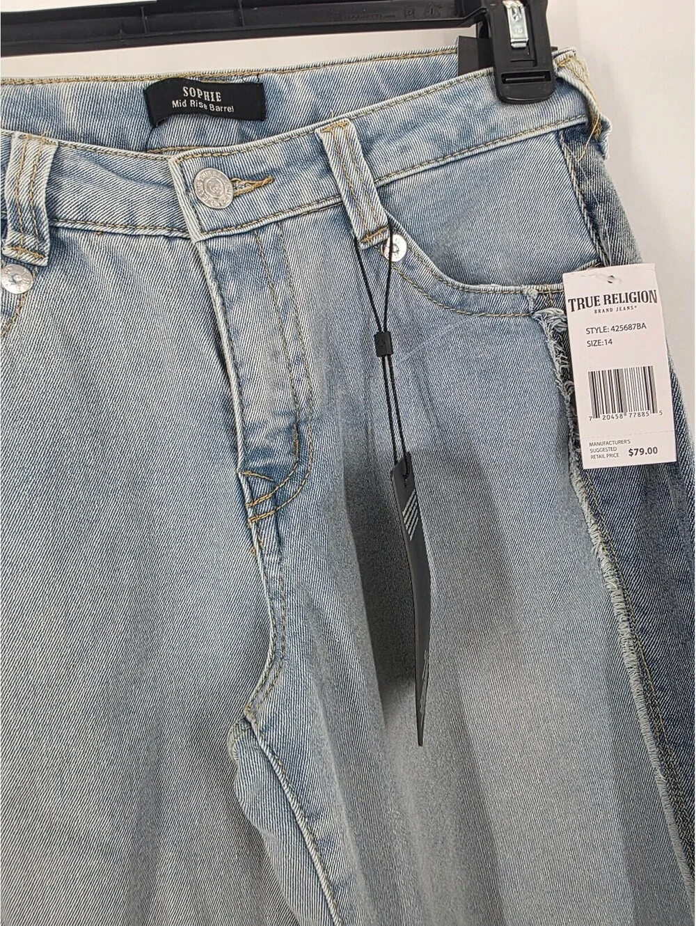 True Religion Sophie Mid Rise Barrel Jeans Size 14